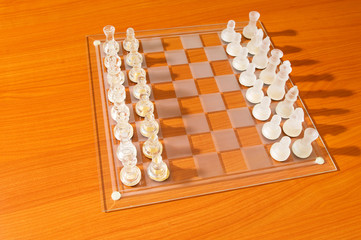 Set of chess figures on the playing board