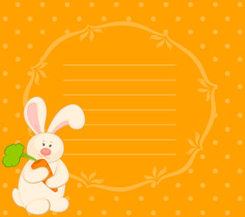 Vector cartoon little toy bunny with carrot