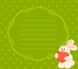 Vector cartoon little toy bunny with heart
