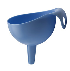 Blue plastic funnel