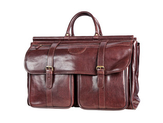 Brown hand bag. Isolated on white