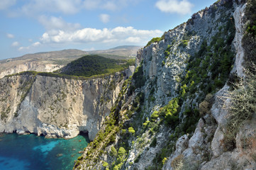 Craggy coastal ridges in Zakynthos island, Greece.
