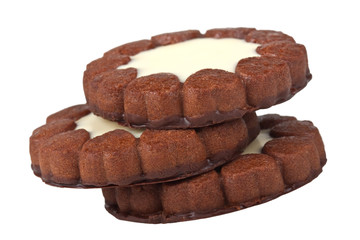 Chocolate cookies on a white background