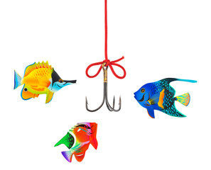 Obraz premium Fishing hook and string