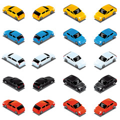 3D colorful cars vector in all direction