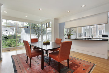 Dining room with wall of windows
