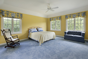 Bedroom with yellow walls
