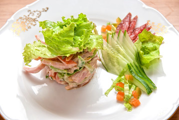 Salad from differnt kinds of sausages