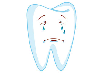 Crying Tooth Cartoon Character Illustration in Vector