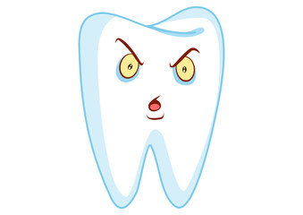 Angry Tooth Cartoon Character Illustration in Vector
