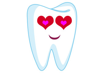 Loving Tooth Cartoon Character Illustration in Vector