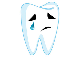 Sadness Tooth Cartoon Character Illustration in Vector