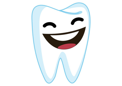 Laughing Tooth Cartoon Character Illustration in Vector
