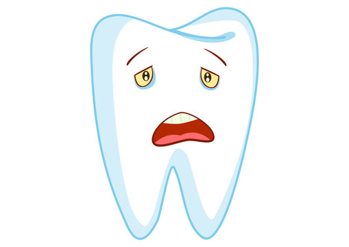 Sad Tooth Cartoon Character Illustration in Vector