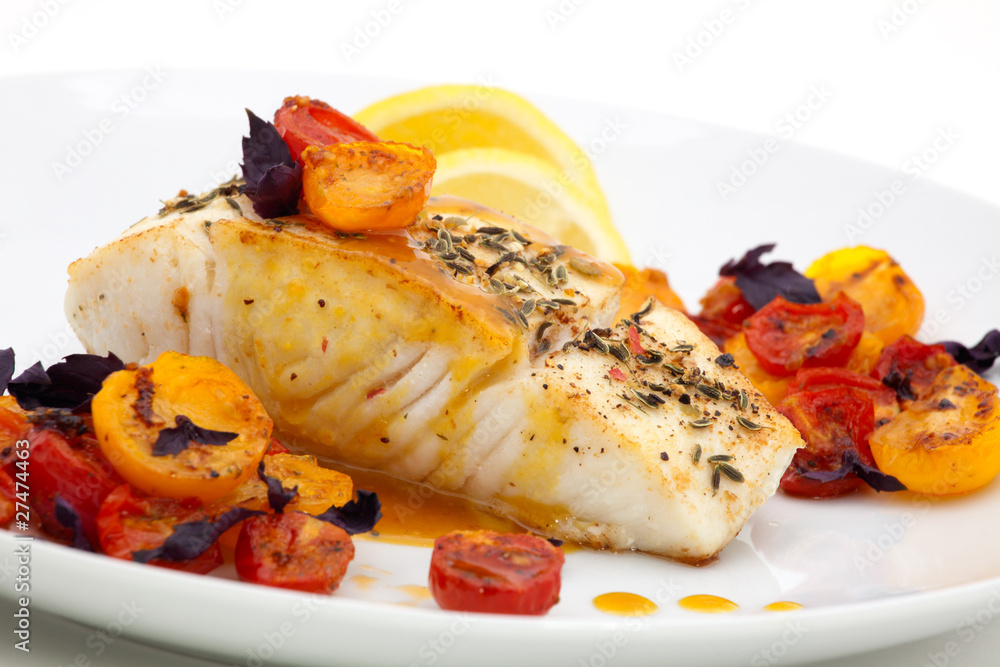 Wall mural pan fried halibut