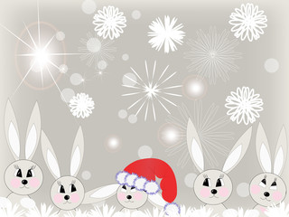 Rabbit in a New Year's cap