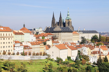 Obraz premium View on the autumn Prague gothic Castle