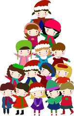 Obraz na płótnie Canvas group of children for christmas tree