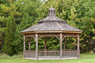 Wooden Gazebo in a Park