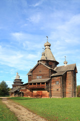 Fototapeta premium aging wooden chapel in village
