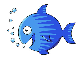 Comic-Fisch blau/gestreift
