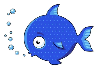 Foto auf Alu-Dibond Comic-Fisch blau/Baby © creator7561