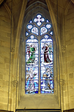 glass mosaic, Inside the Cathedral of Santa Eulalia in Barcelona