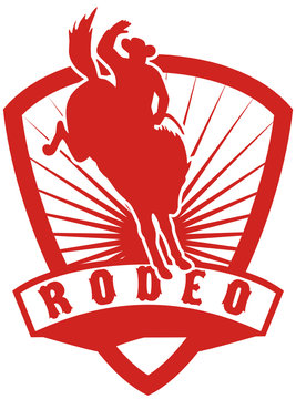 american rodeo cowboy bucking bronco shield