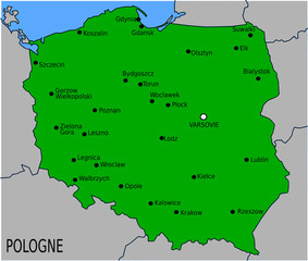 Carte des Villes Principales de Pologne