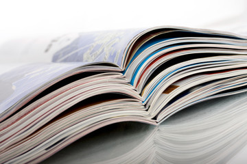 open and stacked magazines