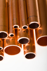 Copper pipes of different diameter