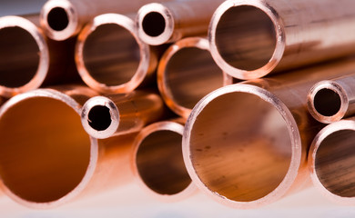 Copper pipes of different diameter