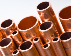 Copper pipes of different diameter