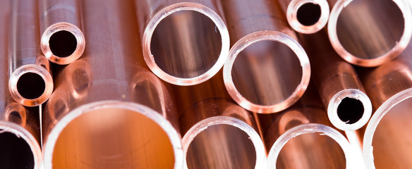 Copper pipes of different diameter