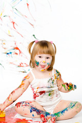 Obraz na płótnie Canvas little girl and bright colors