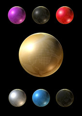 3d colorful balls into golden grid
