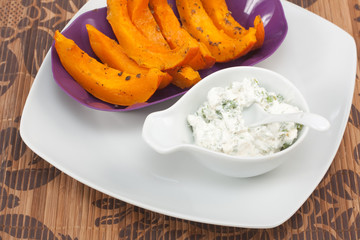 Ofenkürbis mit Quark