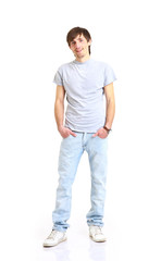 young man isolated on white background