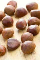 chesnuts on wooden table