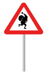 road sign - santa claus isilated on white