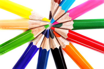 Fototapeta premium Few color pencils isolated on white