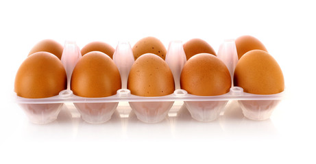 Many eggs isolated on white