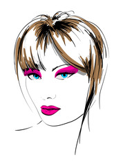 Hand-drawn fashion model. Vector illustration.