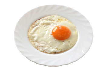 fried egg on an white plate