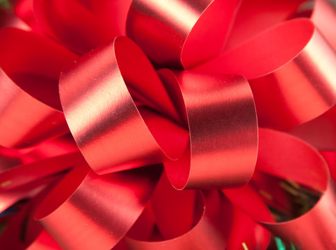 Close-up of big red bow