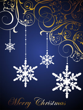 Christmas and New Year card with snowflakes