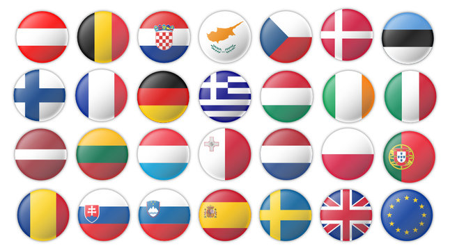 28 Flags of Europe - Round Glossy Pin