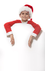 Boy holding a christmas poster