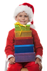 Boy holding a christmas gift