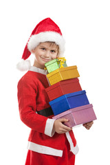 Boy holding a christmas gift